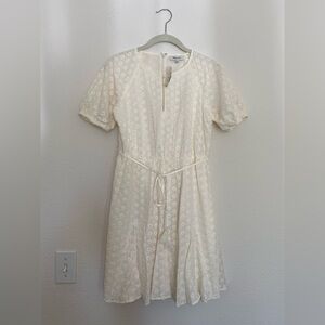 Madewell Eyelet Tassel Tie Midi Dress Size 00 Floral Embroidered Off White Cream
